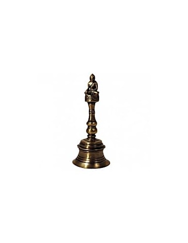 CLOCHE EN BRONZE AVEC BOUDDHA -- 17 CM