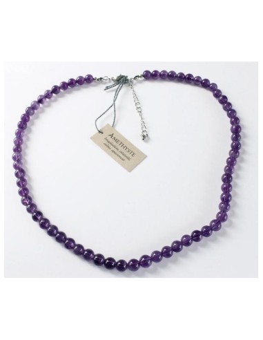 Collier Amethyste Perles rondes 8 mm