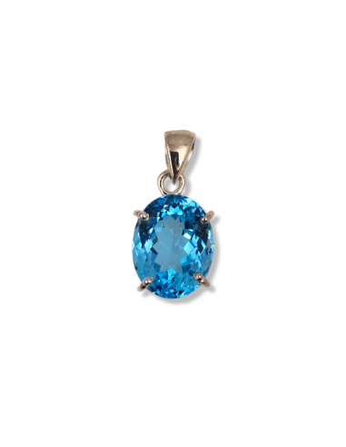 PENDENTIF TOPAZE BLEUE SERTI ARGENT 925